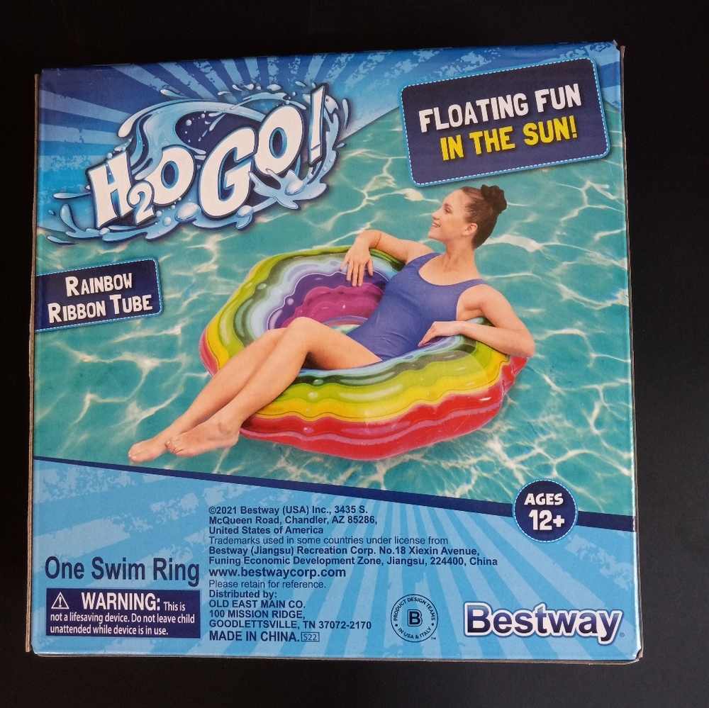 Bestway H20 inflatable Go Swim Ring/ Tube Rainbow Large